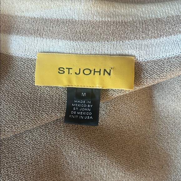 Tan w Wh Trim Zip up Cardigan - Picture 6 of 6